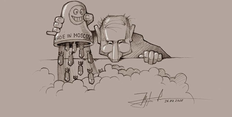 Рівненський художник намалював карикатуру кривавих бомбардувань Путіна