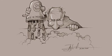 Рівненський художник намалював карикатуру кривавих бомбардувань Путіна
