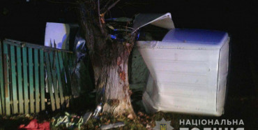 На Рівненщині – аварія: водійка знесла паркан та врізалась у дерево (ФОТО)