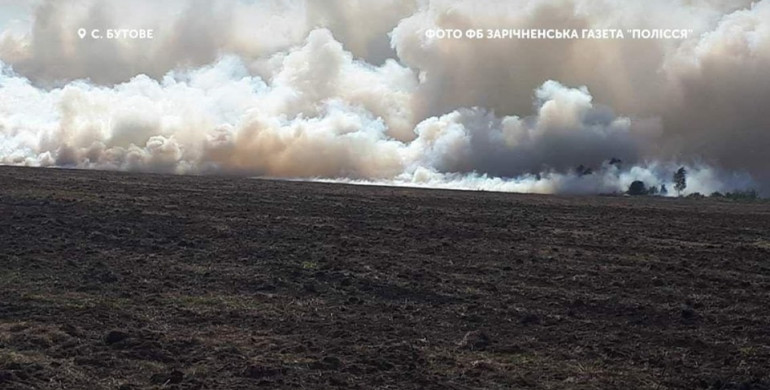 У двох районах Рівненщини рятувальники гасили пожежу трави