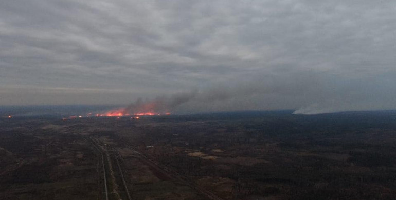 Рятувальники цілу ніч гасили масштабну пожежу на півночі Рівненщини